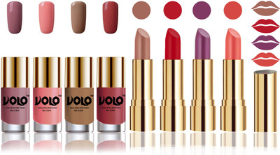 

Volo Perfect Combo of Ultra Shine Nail Polish and Velvet Matte Lipsticks(Set of 8)