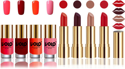 

Volo Perfect Combo of Ultra Shine Nail Polish and Velvet Matte Lipsticks(Set of 8)