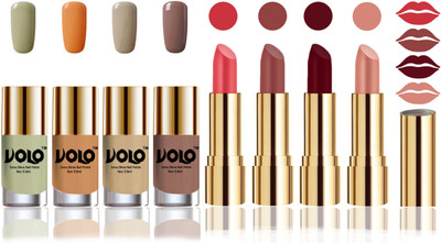 

Volo Perfect Combo of Ultra Shine Nail Polish and Velvet Matte Lipsticks(Set of 8)