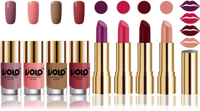 Volo Perfect Combo of Ultra Shine Nail Polish and Velvet Matte Lipsticks(8 Items in the set)