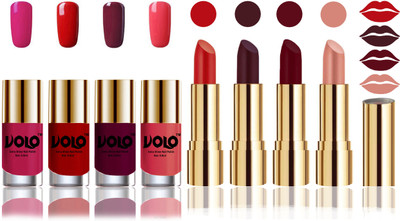 

Volo Perfect Combo of Ultra Shine Nail Polish and Velvet Matte Lipsticks(Set of 8)