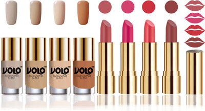 

Volo Perfect Combo of Ultra Shine Nail Polish and Velvet Matte Lipsticks(Set of 8)