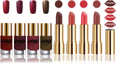 

Volo Perfect Combo of Ultra Shine Nail Polish and Velvet Matte Lipsticks(Set of 8)