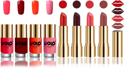 

Volo Perfect Combo of Ultra Shine Nail Polish and Velvet Matte Lipsticks(Set of 8)