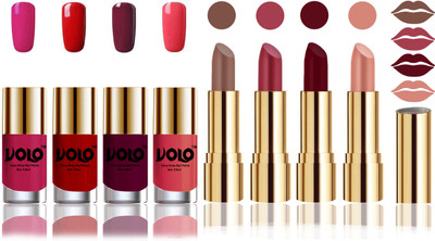 

Volo Perfect Combo of Ultra Shine Nail Polish and Velvet Matte Lipsticks(Set of 8)
