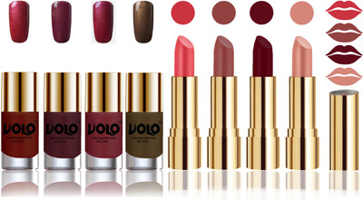 Volo Perfect Combo of Ultra Shine Nail Polish and Velvet Matte Lipsticks(Set of 8)