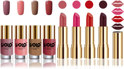 

Volo Perfect Combo of Ultra Shine Nail Polish and Velvet Matte Lipsticks(Set of 8)