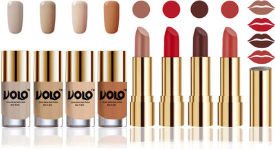 

Volo Perfect Combo of Ultra Shine Nail Polish and Velvet Matte Lipsticks(Set of 8)