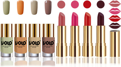 

Volo Perfect Combo of Ultra Shine Nail Polish and Velvet Matte Lipsticks(Set of 8)