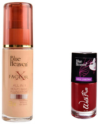 

Blue Heaven X Factor Foundation with red Walkfree Nailpaint (pack of 2)(Set of 2)