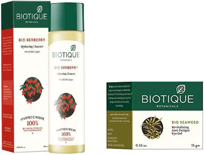 BIOTIQUE BIO Bio Berberry Hydrating Cleanser, Bio Sea Weed Revitalizing Eye Gel(Set of 2)