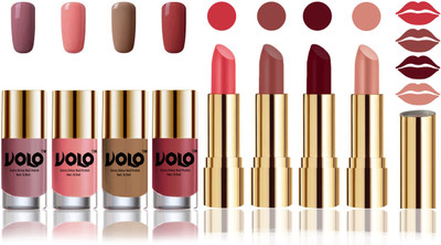 Volo Perfect Combo of Ultra Shine Nail Polish and Velvet Matte Lipsticks(Set of 8)