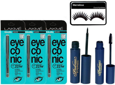 

Marvalous Eyelashes, Eyeconic Kajal Set of 3, Mac Padma Eyeliner & Mascara(Set of 6)