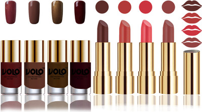 

Volo Perfect Combo of Ultra Shine Nail Polish and Velvet Matte Lipsticks(Set of 8)