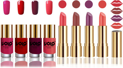 

Volo Perfect Combo of Ultra Shine Nail Polish and Velvet Matte Lipsticks(Set of 8)