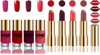 Volo Perfect Combo of Ultra Shine Nail Polish and Velvet Matte Lipsticks(Set of 8)