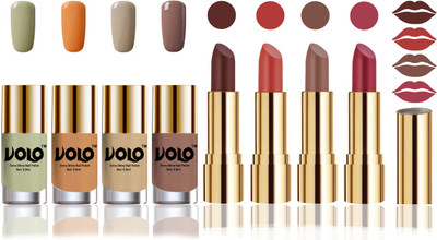 

Volo Perfect Combo of Ultra Shine Nail Polish and Velvet Matte Lipsticks(Set of 8)
