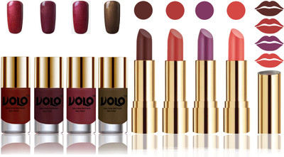 

Volo Perfect Combo of Ultra Shine Nail Polish and Velvet Matte Lipsticks(Set of 8)