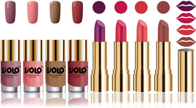 

Volo Perfect Combo of Ultra Shine Nail Polish and Velvet Matte Lipsticks(Set of 8)
