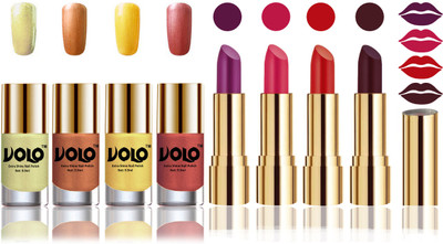 

Volo Perfect Combo of Ultra Shine Nail Polish and Velvet Matte Lipsticks(Set of 8)