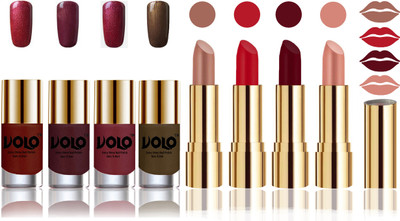

Volo Perfect Combo of Ultra Shine Nail Polish and Velvet Matte Lipsticks(Set of 8)