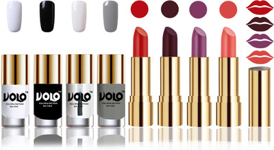 

Volo Perfect Combo of Ultra Shine Nail Polish and Velvet Matte Lipsticks(Set of 8)