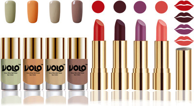 

Volo Perfect Combo of Ultra Shine Nail Polish and Velvet Matte Lipsticks(Set of 8)