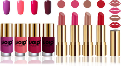 

Volo Perfect Combo of Ultra Shine Nail Polish and Velvet Matte Lipsticks(Set of 8)