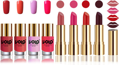 

Volo Perfect Combo of Ultra Shine Nail Polish and Velvet Matte Lipsticks(Set of 8)