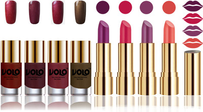

Volo Perfect Combo of Ultra Shine Nail Polish and Velvet Matte Lipsticks(Set of 8)
