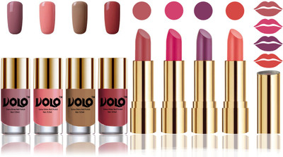 

Volo Perfect Combo of Ultra Shine Nail Polish and Velvet Matte Lipsticks(Set of 8)
