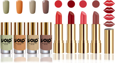 

Volo Perfect Combo of Ultra Shine Nail Polish and Velvet Matte Lipsticks(Set of 8)