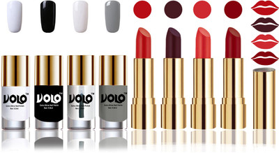 

Volo Perfect Combo of Ultra Shine Nail Polish and Velvet Matte Lipsticks(Set of 8)