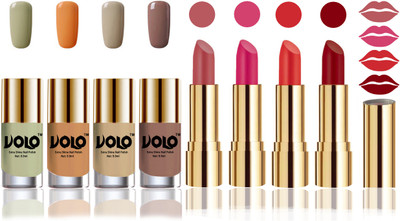 

Volo Perfect Combo of Ultra Shine Nail Polish and Velvet Matte Lipsticks(Set of 8)