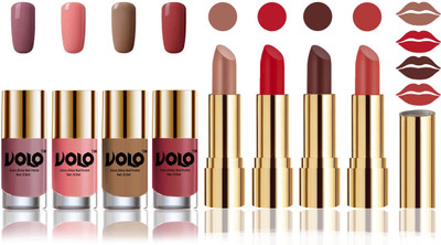 

Volo Perfect Combo of Ultra Shine Nail Polish and Velvet Matte Lipsticks(Set of 8)