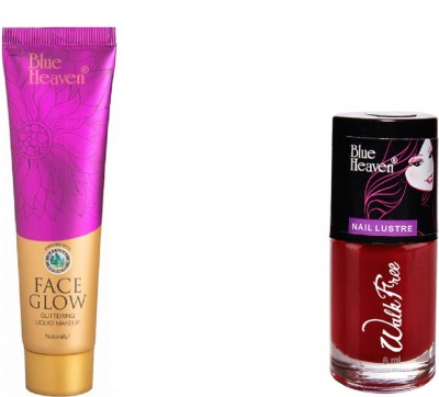 

Blue Heaven X Factor Foundation with red and mehroon Walkfree Nailpaint (pack of 3)(Set of 3)