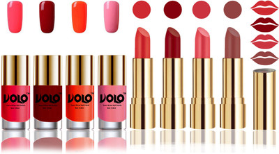 

Volo Perfect Combo of Ultra Shine Nail Polish and Velvet Matte Lipsticks(Set of 8)