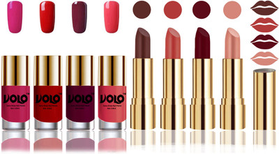 

Volo Perfect Combo of Ultra Shine Nail Polish and Velvet Matte Lipsticks(Set of 8)