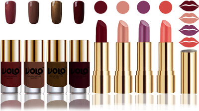 Volo Perfect Combo of Ultra Shine Nail Polish and Velvet Matte Lipsticks(Set of 8)
