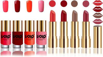 

Volo Perfect Combo of Ultra Shine Nail Polish and Velvet Matte Lipsticks(Set of 8)