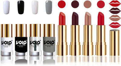 

Volo Perfect Combo of Ultra Shine Nail Polish and Velvet Matte Lipsticks(Set of 8)