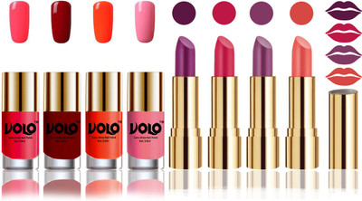 

Volo Perfect Combo of Ultra Shine Nail Polish and Velvet Matte Lipsticks(Set of 8)