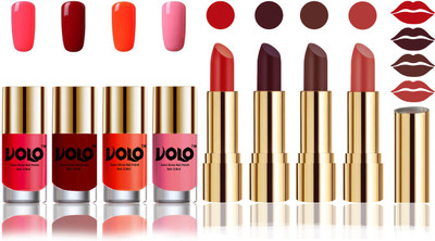 

Volo Perfect Combo of Ultra Shine Nail Polish and Velvet Matte Lipsticks(Set of 8)