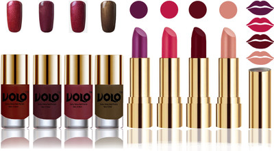 

Volo Perfect Combo of Ultra Shine Nail Polish and Velvet Matte Lipsticks(Set of 8)