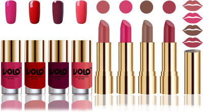 

Volo Perfect Combo of Ultra Shine Nail Polish and Velvet Matte Lipsticks(Set of 8)