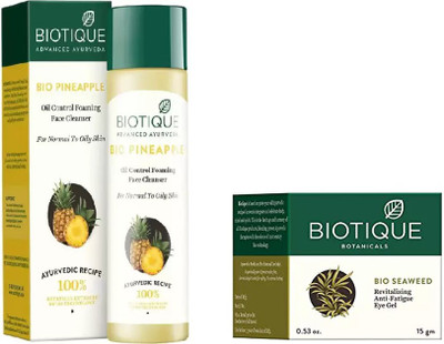 

BIOTIQUE BIO Bio Pineapple Oil Control Foaming Face Cleanser For Normal To Oil Skin, Bio Sea Weed Revitalizing Eye Gel(Set of 2)