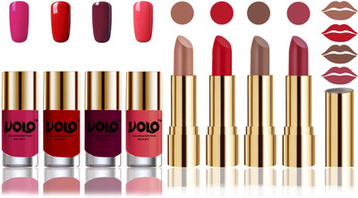 

Volo Perfect Combo of Ultra Shine Nail Polish and Velvet Matte Lipsticks(Set of 8)