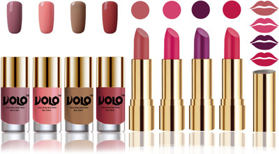

Volo Perfect Combo of Ultra Shine Nail Polish and Velvet Matte Lipsticks(Set of 8)