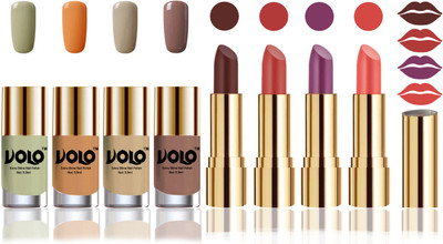 

Volo Perfect Combo of Ultra Shine Nail Polish and Velvet Matte Lipsticks(Set of 8)