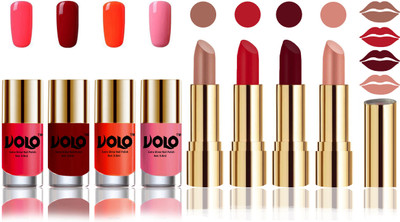 

Volo Perfect Combo of Ultra Shine Nail Polish and Velvet Matte Lipsticks(Set of 8)